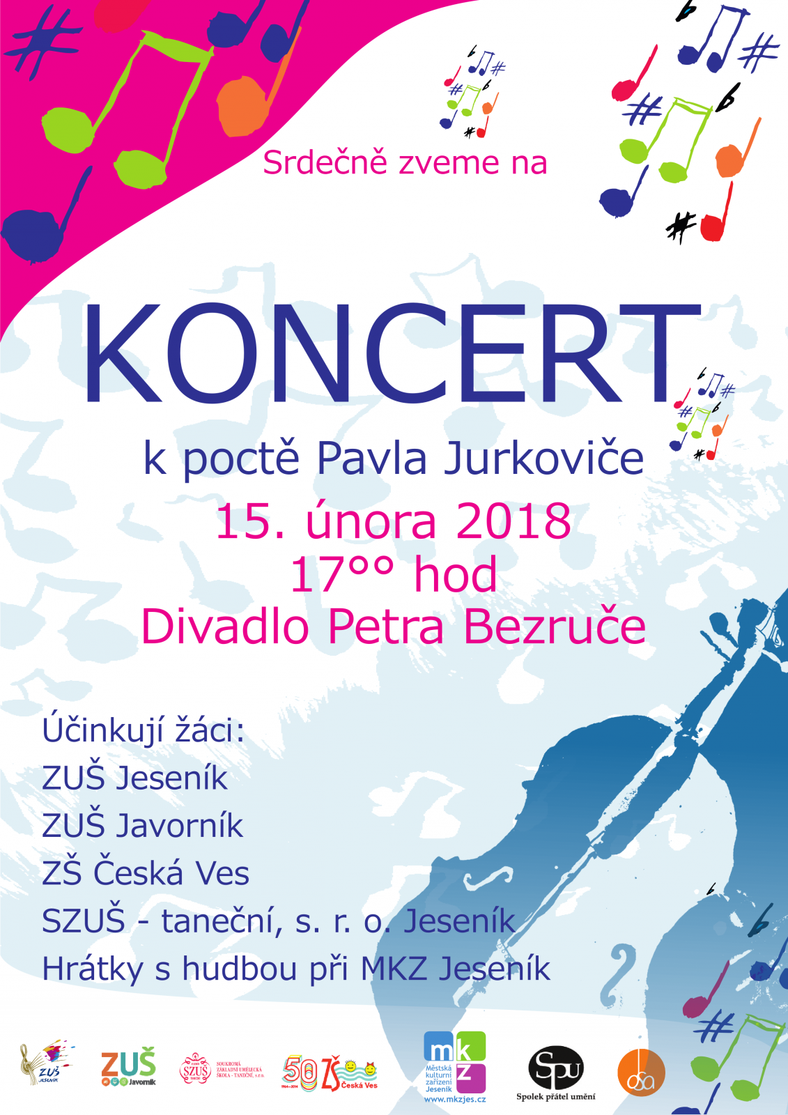 Pozvánka na „Koncert k poctě Pavla Jurkoviče 2018“