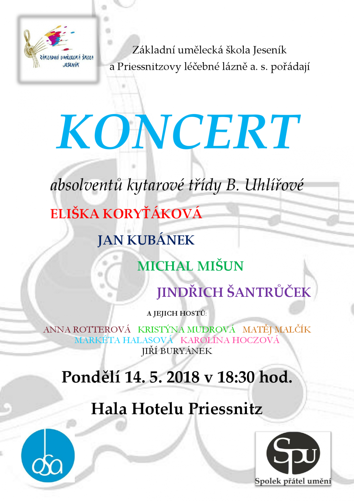 Koncert absolventů z kytarové třídy Barbory Uhlířové