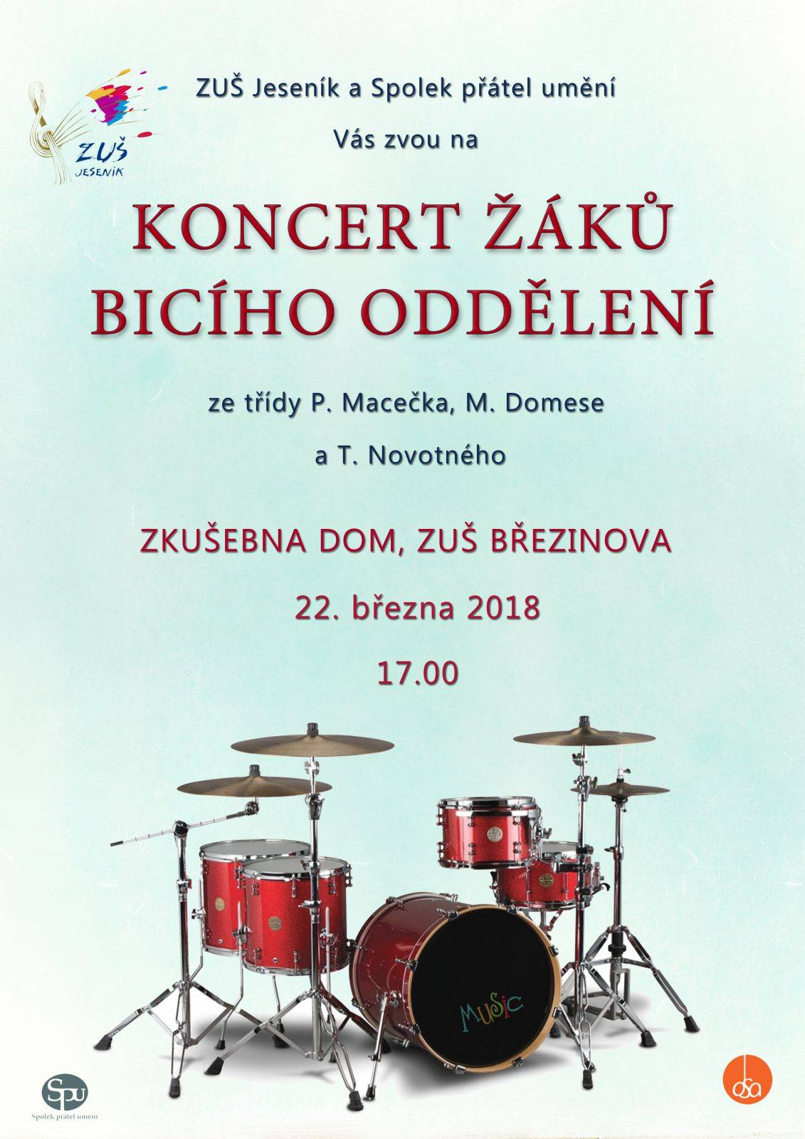 Koncert žáků bicího oddělení
