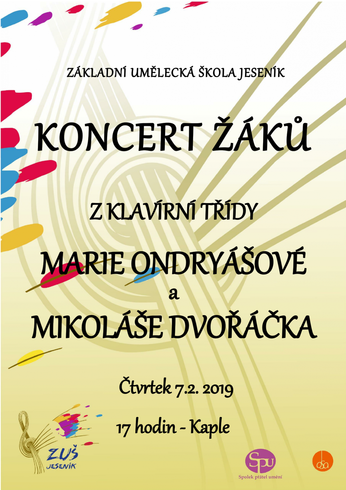 Koncert žáků ze třídy Marie Ondryášové a Mikoláše Dvořáčka