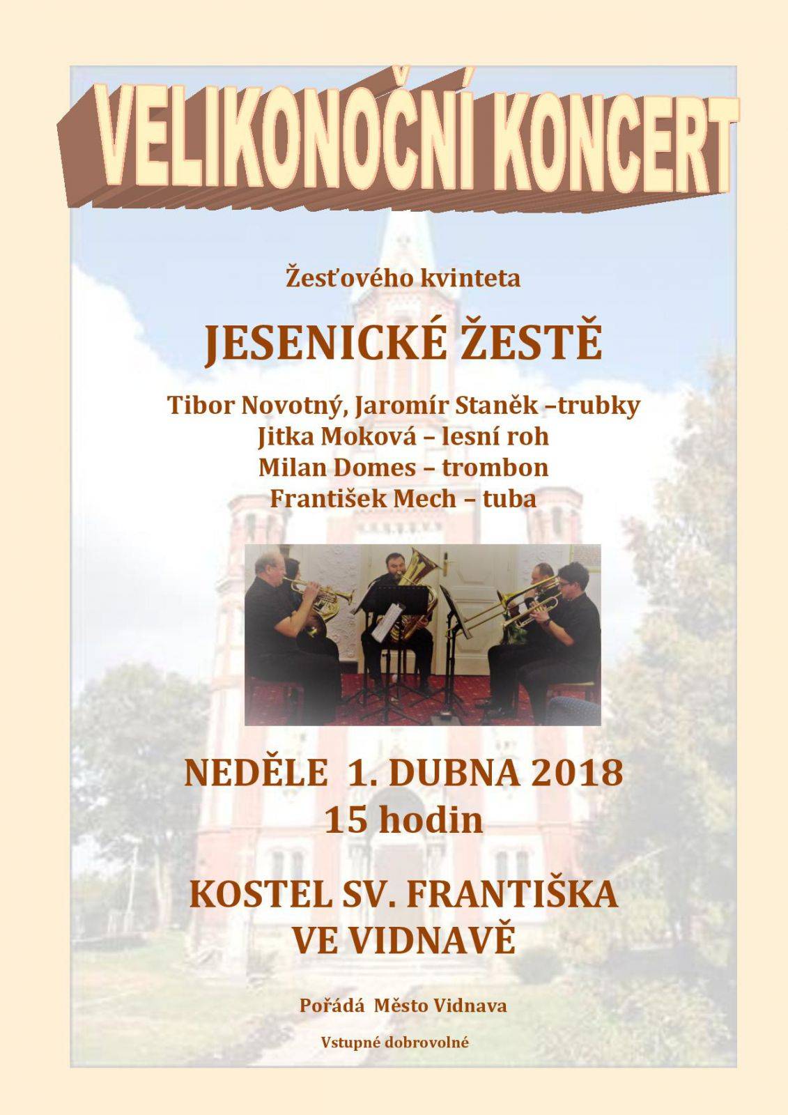 Velikonoční koncert žesťového kvinteta Jesenické žestě