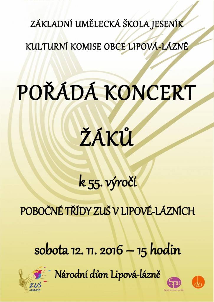 Koncert žáků k 55. výročí POBOČNÉ TŘÍDY ZUŠ V LIPOVÉ - LÁZNÍCH