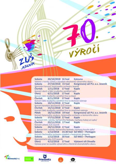 70 LET ZUŠ JESENÍK - PROGRAM OSLAV